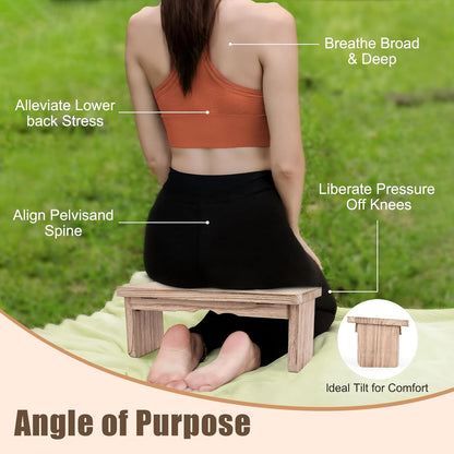 Meditation Bench Kneeling Stool Foldable Wooden Prayer Seat