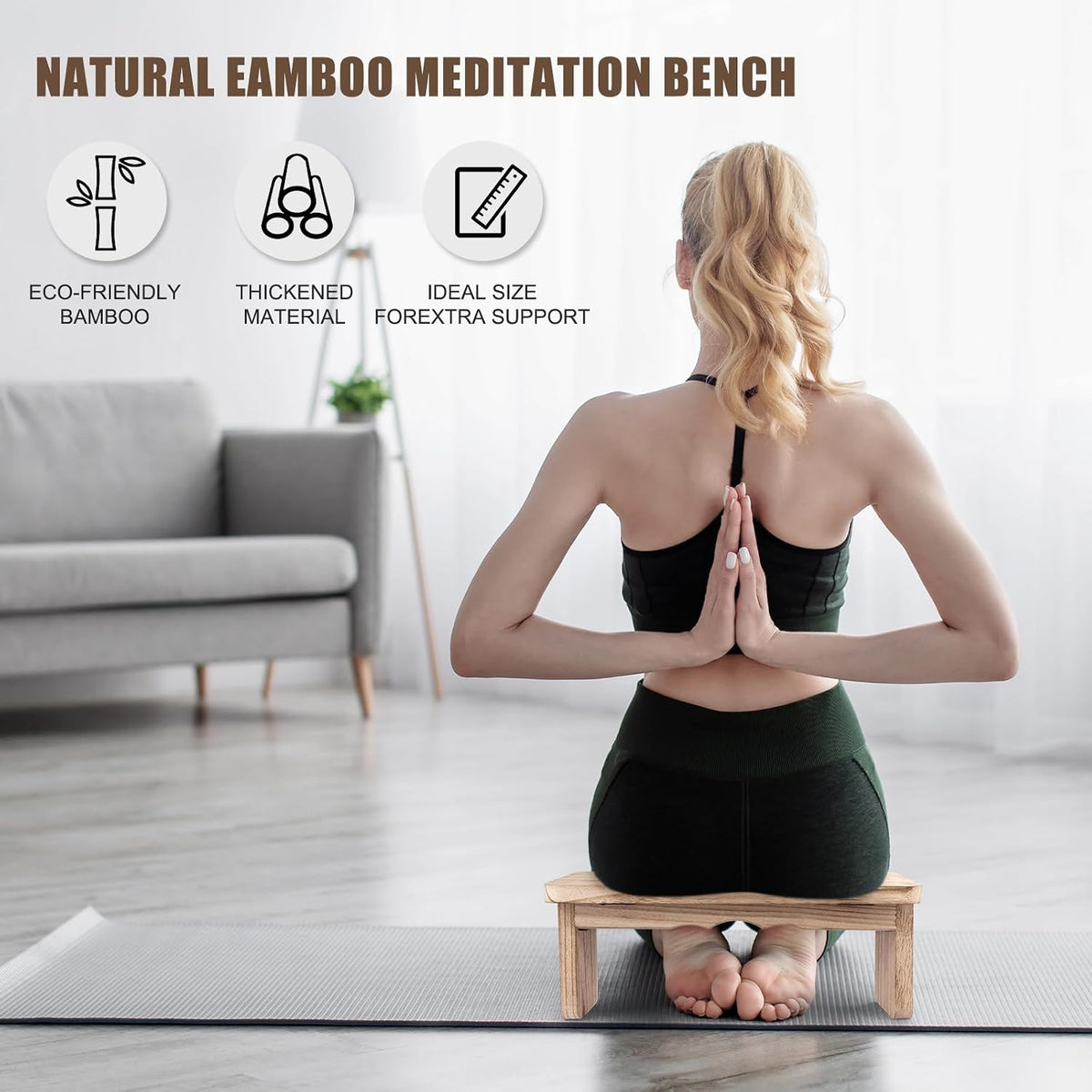 Meditation Bench Kneeling Stool Foldable Wooden Prayer Seat