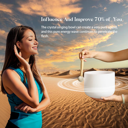 Couple of 2 PCS Yin and Yang Crystal Singing Bowl Set 8 Inch Black and 10 Inch White Mutual Attraction Bowls
