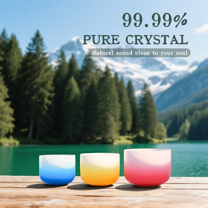 Couple of 2 PCS Yin and Yang Crystal Singing Bowl Set 8 Inch Black and 10 Inch White Mutual Attraction Bowls