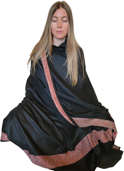 Soft Premium Wool Blend Meditation Shawl - Large Unisex Prayer Wrap, Oversize Scarf & Versatile Blanket