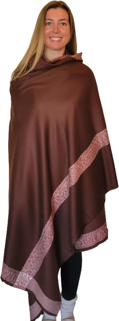 Soft Premium Wool Blend Meditation Shawl - Large Unisex Prayer Wrap, Oversize Scarf & Versatile Blanket