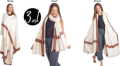 Soft Premium Wool Blend Meditation Shawl - Large Unisex Prayer Wrap, Oversize Scarf & Versatile Blanket