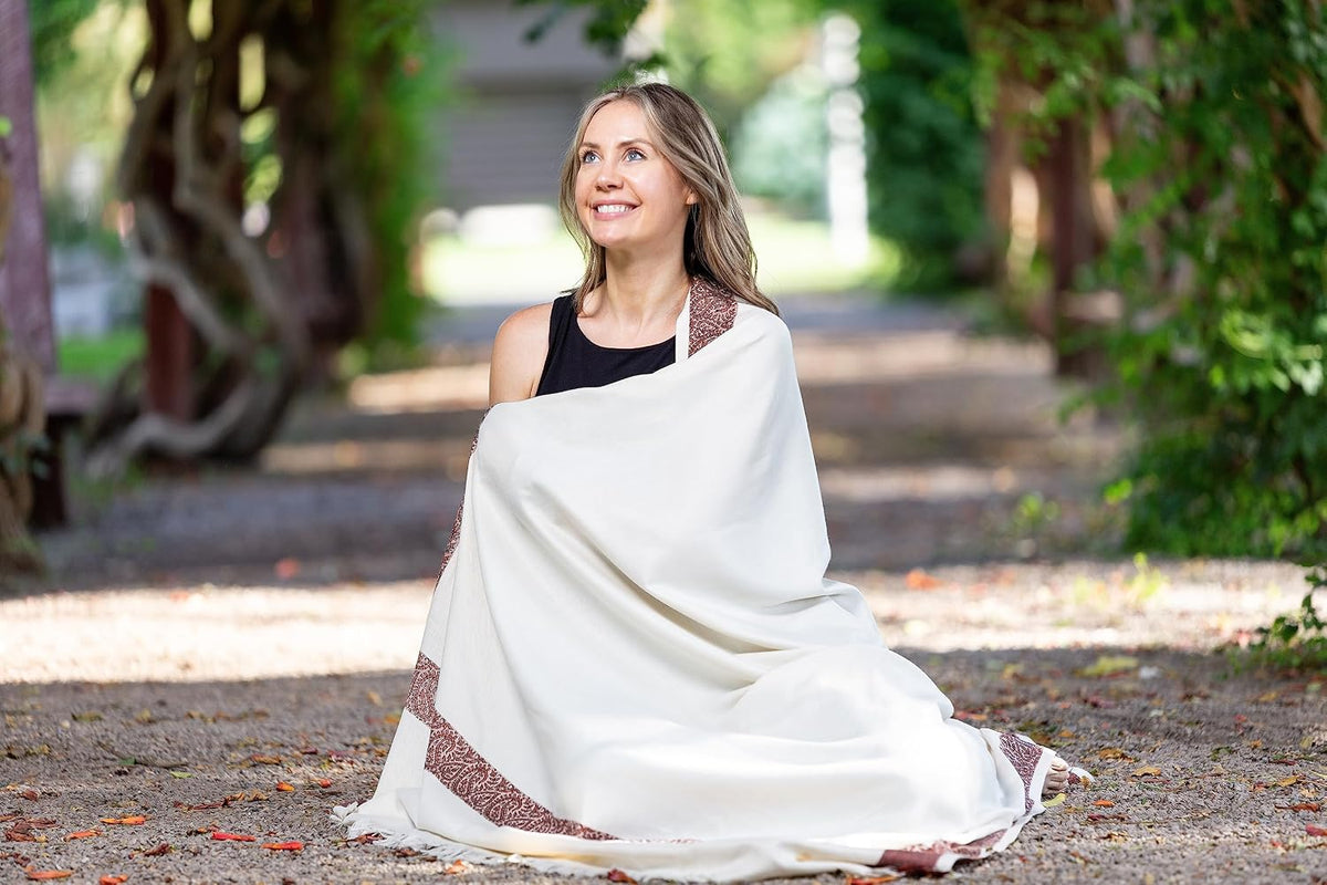 Soft Premium Wool Blend Meditation Shawl - Large Unisex Prayer Wrap, Oversize Scarf & Versatile Blanket