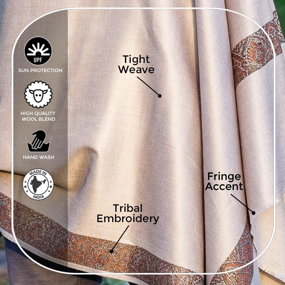 Soft Premium Wool Blend Meditation Shawl - Large Unisex Prayer Wrap, Oversize Scarf & Versatile Blanket