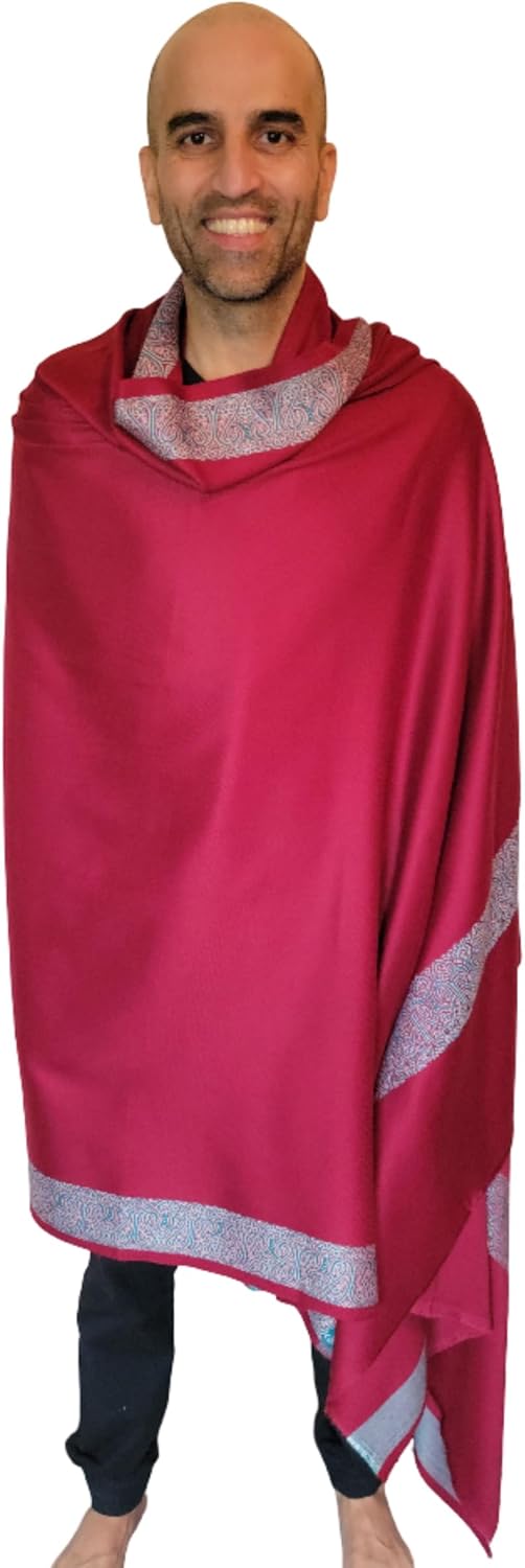 Soft Premium Wool Blend Meditation Shawl - Large Unisex Prayer Wrap, Oversize Scarf & Versatile Blanket
