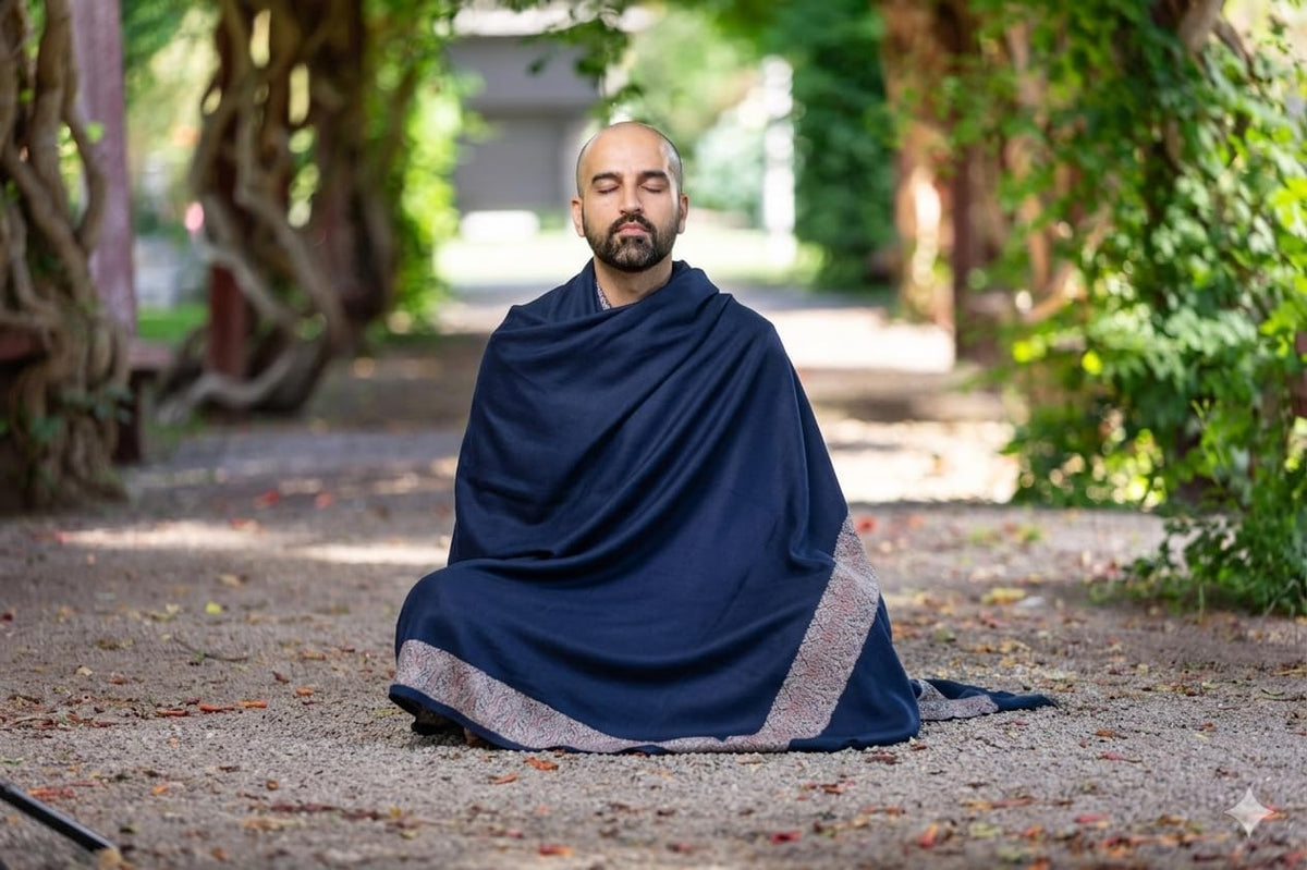 Soft Premium Wool Blend Meditation Shawl - Large Unisex Prayer Wrap, Oversize Scarf & Versatile Blanket