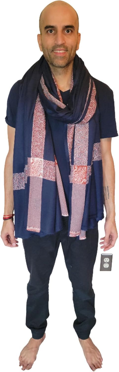 Soft Premium Wool Blend Meditation Shawl - Large Unisex Prayer Wrap, Oversize Scarf & Versatile Blanket