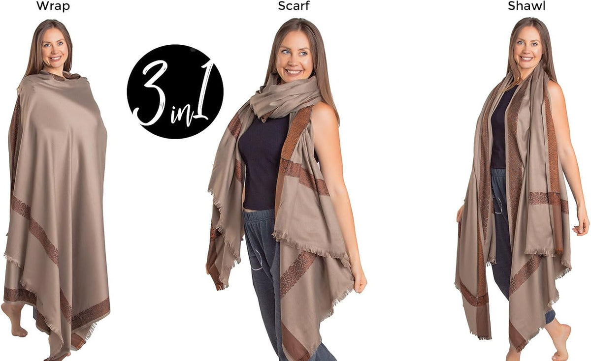 Soft Premium Wool Blend Meditation Shawl - Large Unisex Prayer Wrap, Oversize Scarf & Versatile Blanket