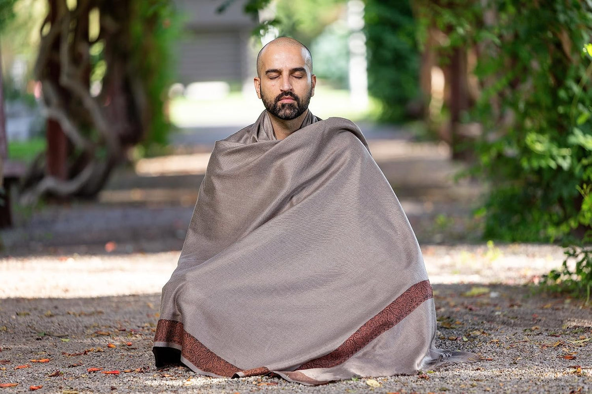 Soft Premium Wool Blend Meditation Shawl - Large Unisex Prayer Wrap, Oversize Scarf & Versatile Blanket
