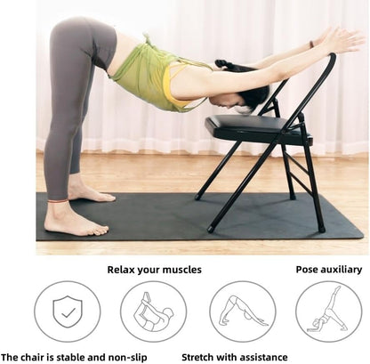 Yoga Auxiliary Chair, Iyengar Yoga Chair, Backless Yoga Chair with Lumbar Back Support, Balance Handstand, Folding Yoga Chair for Adults, Beige(Beige)
