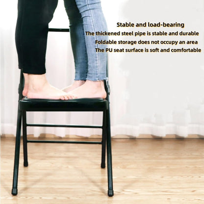 Yoga Auxiliary Chair, Iyengar Yoga Chair, Backless Yoga Chair with Lumbar Back Support, Balance Handstand, Folding Yoga Chair for Adults, Beige(Beige)