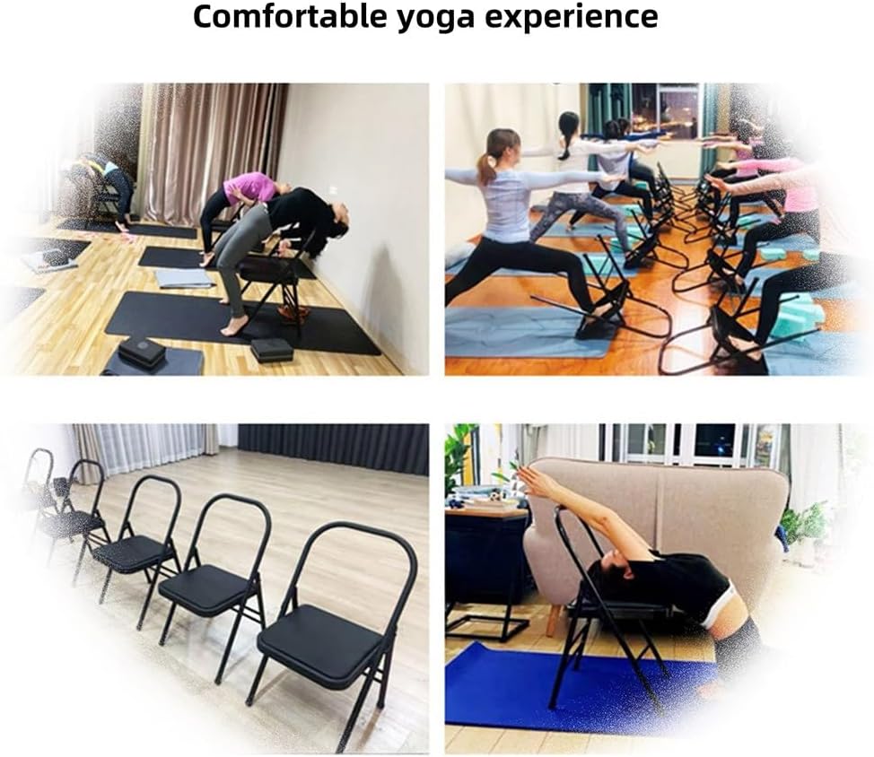 Yoga Auxiliary Chair, Iyengar Yoga Chair, Backless Yoga Chair with Lumbar Back Support, Balance Handstand, Folding Yoga Chair for Adults, Beige(Beige)