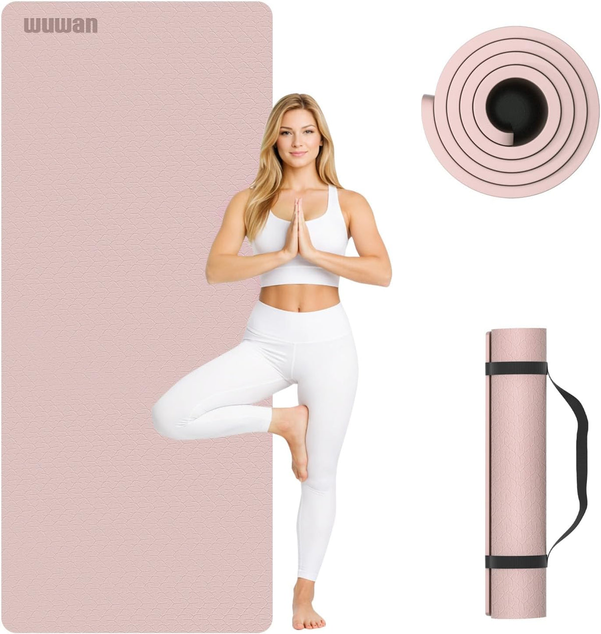TPE Yoga Mat 72"x26"x0.4" Thick Non Slip Exercise Fitness Mat
