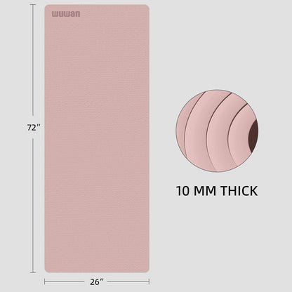 TPE Yoga Mat 72"x26"x0.4" Thick Non Slip Exercise Fitness Mat