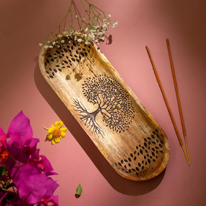Incense Holder-Incense Burner/Ash Catcher-Handmade Wooden Insence Tray Home Decor 11x4x1.2 Inches