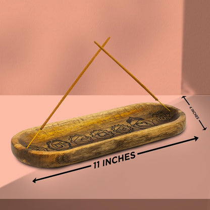 Incense Holder-Incense Burner/Ash Catcher-Handmade Wooden Insence Tray Home Decor 11x4x1.2 Inches
