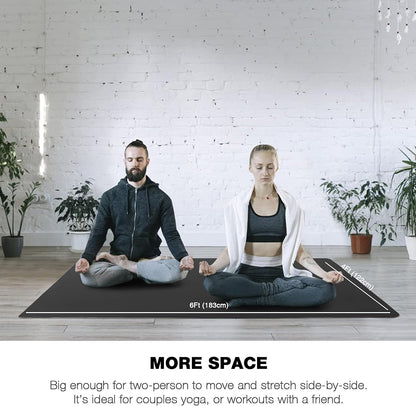 Large Yoga Mat for Men and Women 1/4 & 2/5 Inch Extra Thick TPE Fitness Mat for Home Gym Workout, Non-Slip, Eco Friendly Exercise Mat for Yoga, Pilates, Stretching, Meditation