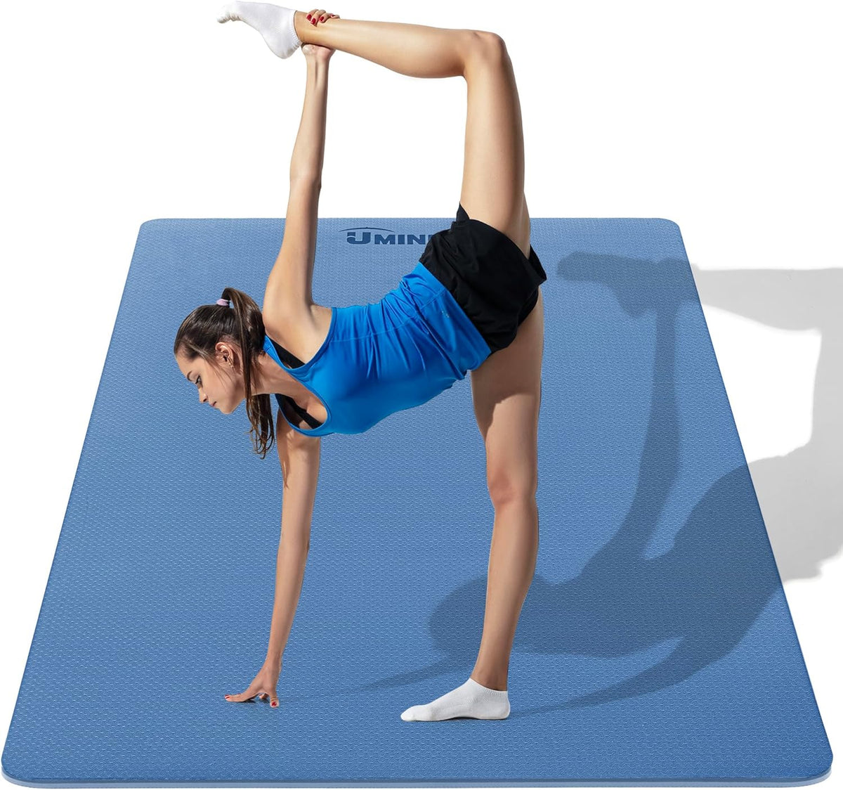 Large Yoga Mat for Men and Women 1/4 & 2/5 Inch Extra Thick TPE Fitness Mat for Home Gym Workout, Non-Slip, Eco Friendly Exercise Mat for Yoga, Pilates, Stretching, Meditation