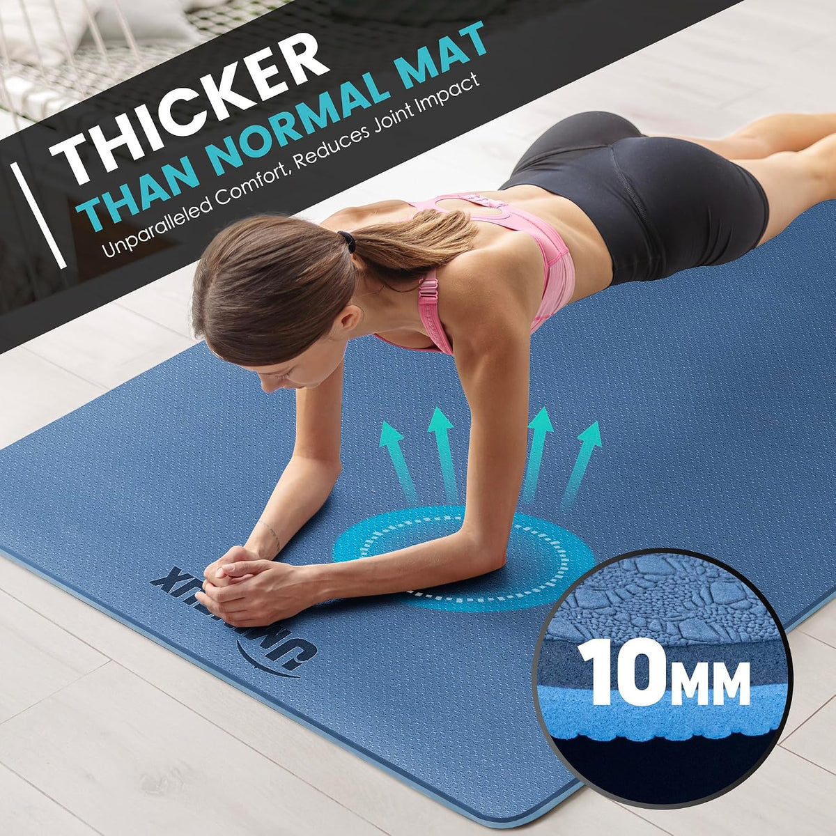 Large Yoga Mat for Men and Women 1/4 & 2/5 Inch Extra Thick TPE Fitness Mat for Home Gym Workout, Non-Slip, Eco Friendly Exercise Mat for Yoga, Pilates, Stretching, Meditation