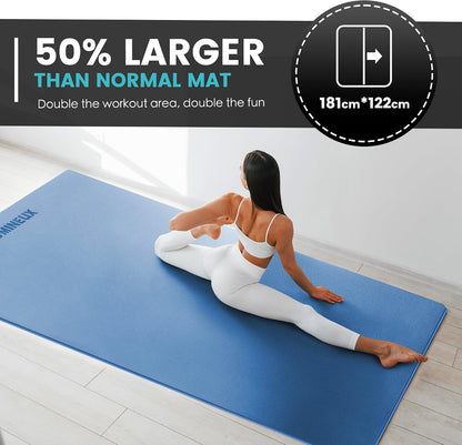 Large Yoga Mat for Men and Women 1/4 & 2/5 Inch Extra Thick TPE Fitness Mat for Home Gym Workout, Non-Slip, Eco Friendly Exercise Mat for Yoga, Pilates, Stretching, Meditation