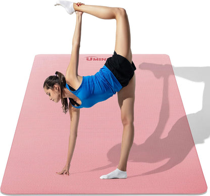Large Yoga Mat for Men and Women 1/4 & 2/5 Inch Extra Thick TPE Fitness Mat for Home Gym Workout, Non-Slip, Eco Friendly Exercise Mat for Yoga, Pilates, Stretching, Meditation