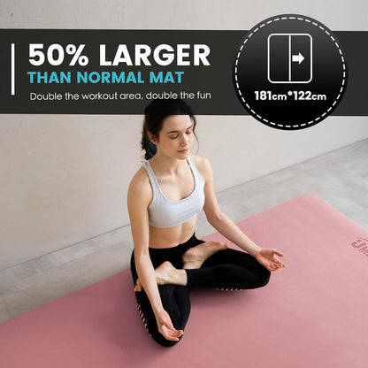 Large Yoga Mat for Men and Women 1/4 & 2/5 Inch Extra Thick TPE Fitness Mat for Home Gym Workout, Non-Slip, Eco Friendly Exercise Mat for Yoga, Pilates, Stretching, Meditation