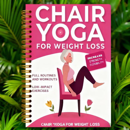 Chair Yoga for Seniors Over 60 Book, Pink Cover Exercise Guide with Chart, Gentle Chair Poses for Weight Loss, Balance and Mobility for Elderly Women