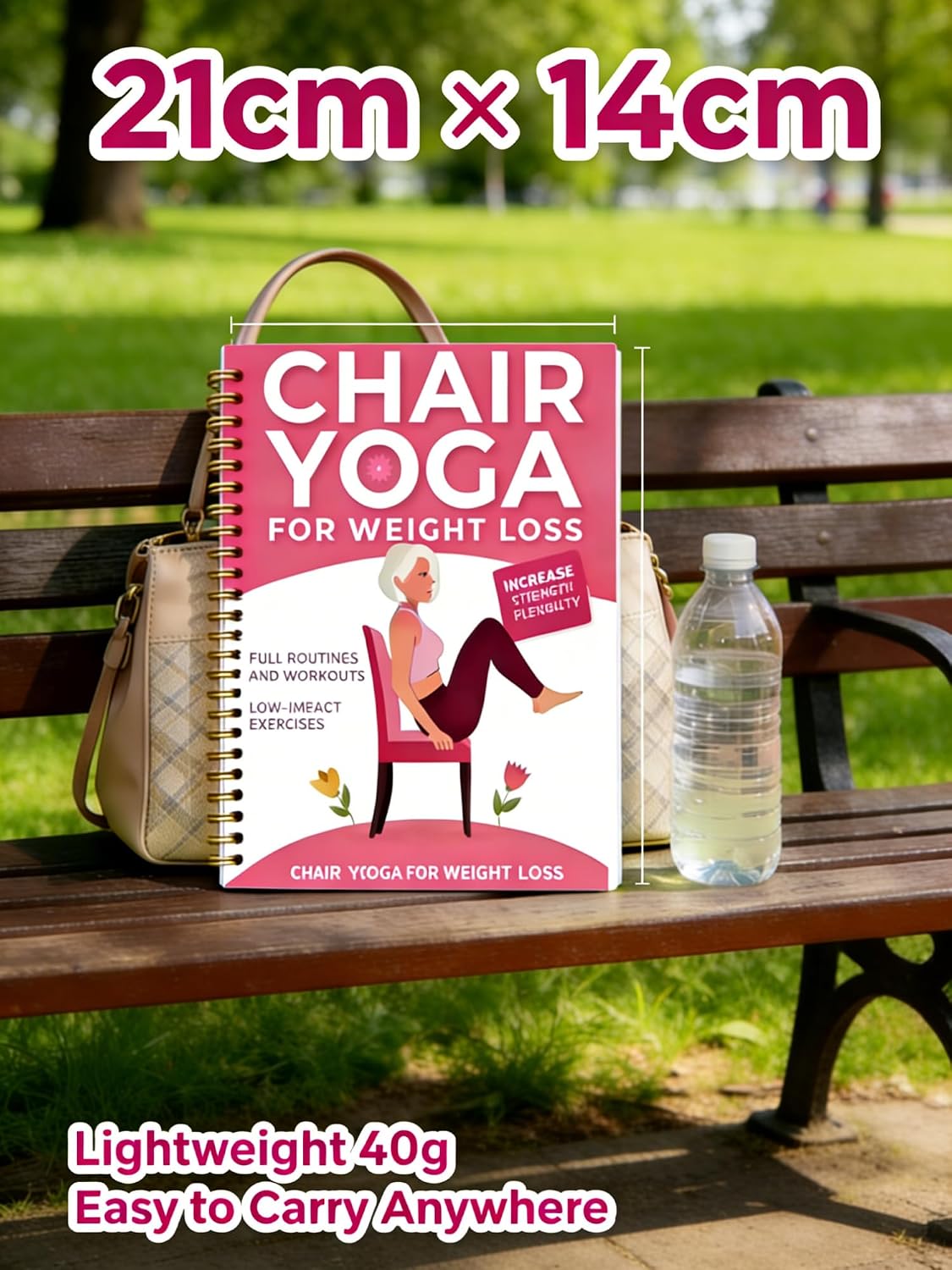 Chair Yoga for Seniors Over 60 Book, Pink Cover Exercise Guide with Chart, Gentle Chair Poses for Weight Loss, Balance and Mobility for Elderly Women