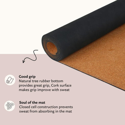 Cork Yoga Mat, Non Slip, 72 x 24 Inch, 3mm Thick