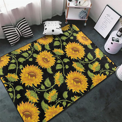You are My Sunshine Sunflower Area Rug 6x8ft Beautiful Bee Butterfly Rug Indoor Low Pile Non-Shedding Carpet for Contemporary Retro Living Room Bedroom Yoga Mat Washable Non-Slip Rugs