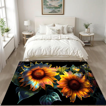 You are My Sunshine Sunflower Area Rug 6x8ft Beautiful Bee Butterfly Rug Indoor Low Pile Non-Shedding Carpet for Contemporary Retro Living Room Bedroom Yoga Mat Washable Non-Slip Rugs