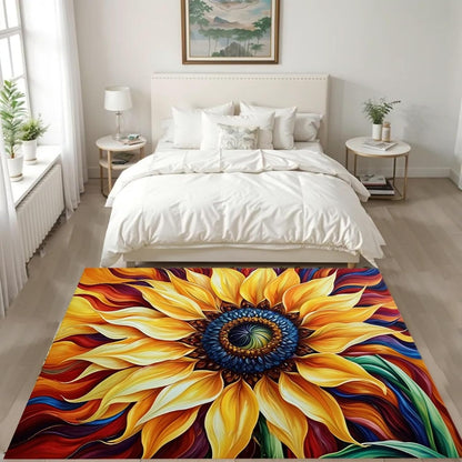 You are My Sunshine Sunflower Area Rug 6x8ft Beautiful Bee Butterfly Rug Indoor Low Pile Non-Shedding Carpet for Contemporary Retro Living Room Bedroom Yoga Mat Washable Non-Slip Rugs