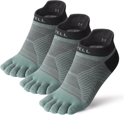 Toe Socks for Men/Women, COOLMAX Five Finger Socks, High Performance Athletic Toe Socks No Show (3Pairs)