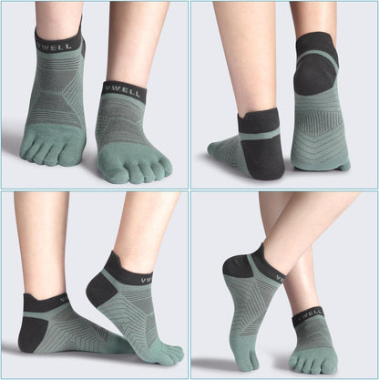 Toe Socks for Men/Women, COOLMAX Five Finger Socks, High Performance Athletic Toe Socks No Show (3Pairs)