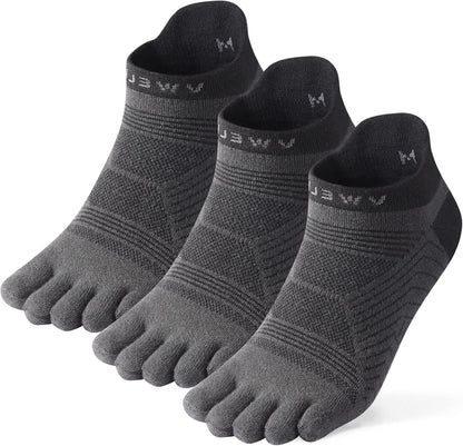 Toe Socks for Men/Women, COOLMAX Five Finger Socks, High Performance Athletic Toe Socks No Show (3Pairs)