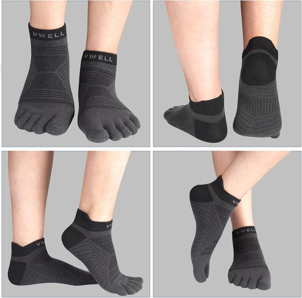 Toe Socks for Men/Women, COOLMAX Five Finger Socks, High Performance Athletic Toe Socks No Show (3Pairs)