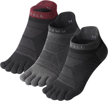 Toe Socks for Men/Women, COOLMAX Five Finger Socks, High Performance Athletic Toe Socks No Show (3Pairs)
