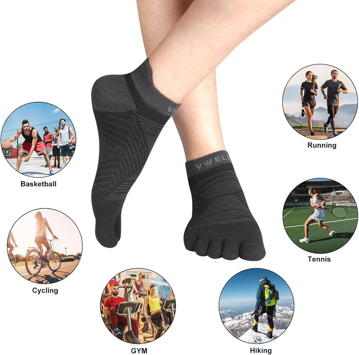 Toe Socks for Men/Women, COOLMAX Five Finger Socks, High Performance Athletic Toe Socks No Show (3Pairs)