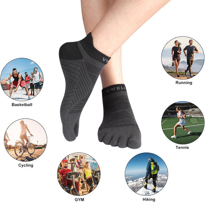 Toe Socks for Men/Women, COOLMAX Five Finger Socks, High Performance Athletic Toe Socks No Show (3Pairs)