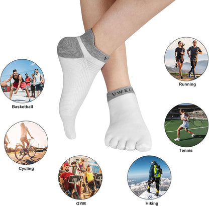 Toe Socks for Men/Women, COOLMAX Five Finger Socks, High Performance Athletic Toe Socks No Show (3Pairs)