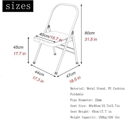 Yoga Auxiliary Chair Yoga Practice Balance Chair for Iyengar Foldable Pilates Yoga Chair with Anti-Slip Foot,PU Cushion,Double Beam Design,Black