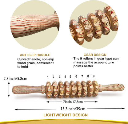 Wooden Massager Handheld Roller Trigger Point Massager Stick for Fascia, Cellulite, Muscle & Abdomen , Body Therapy Massager, Muscle Belly Relief Tool…