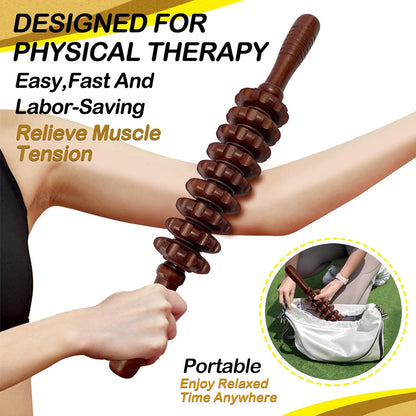 Wooden Massager Handheld Roller Trigger Point Massager Stick for Fascia, Cellulite, Muscle & Abdomen , Body Therapy Massager, Muscle Belly Relief Tool…