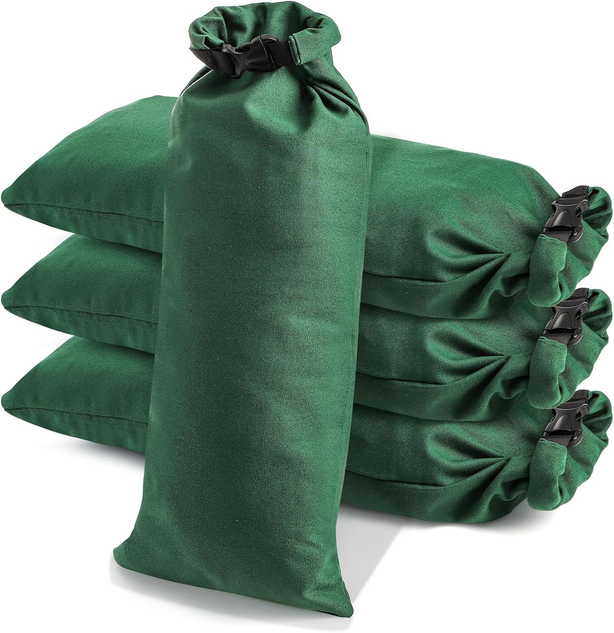 4 Pack Sandbags for Flooding, Reusable Flood Water Barrier Sand Bags, 27"x11" Thickened Canvas Rain Wind Sand Bags with Insert Buckle for Home Door Window Basement Garage Floor