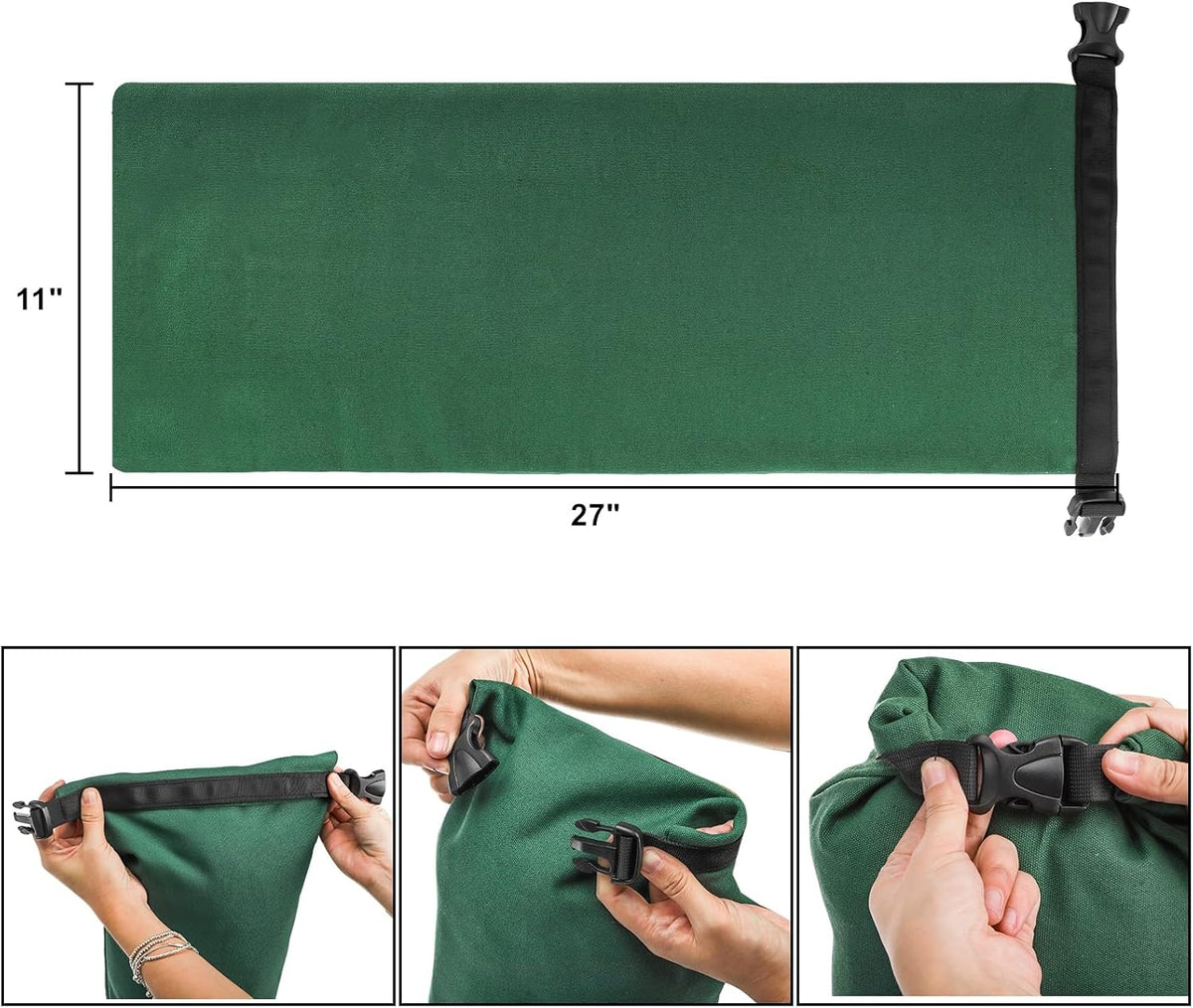 4 Pack Sandbags for Flooding, Reusable Flood Water Barrier Sand Bags, 27"x11" Thickened Canvas Rain Wind Sand Bags with Insert Buckle for Home Door Window Basement Garage Floor