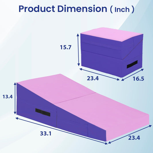 Gymnastics Mat Incline Indoor/Outdoor Tumbling Mats yoga mat for Home Gym Folding Exercise Mat with Non-Slip Surface & Handles Cheese Wedge Mat