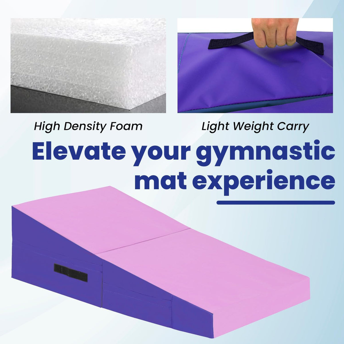 Gymnastics Mat Incline Indoor/Outdoor Tumbling Mats yoga mat for Home Gym Folding Exercise Mat with Non-Slip Surface & Handles Cheese Wedge Mat