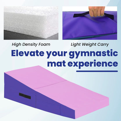 Gymnastics Mat Incline Indoor/Outdoor Tumbling Mats yoga mat for Home Gym Folding Exercise Mat with Non-Slip Surface & Handles Cheese Wedge Mat