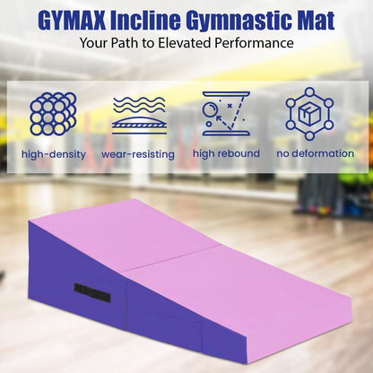 Gymnastics Mat Incline Indoor/Outdoor Tumbling Mats yoga mat for Home Gym Folding Exercise Mat with Non-Slip Surface & Handles Cheese Wedge Mat